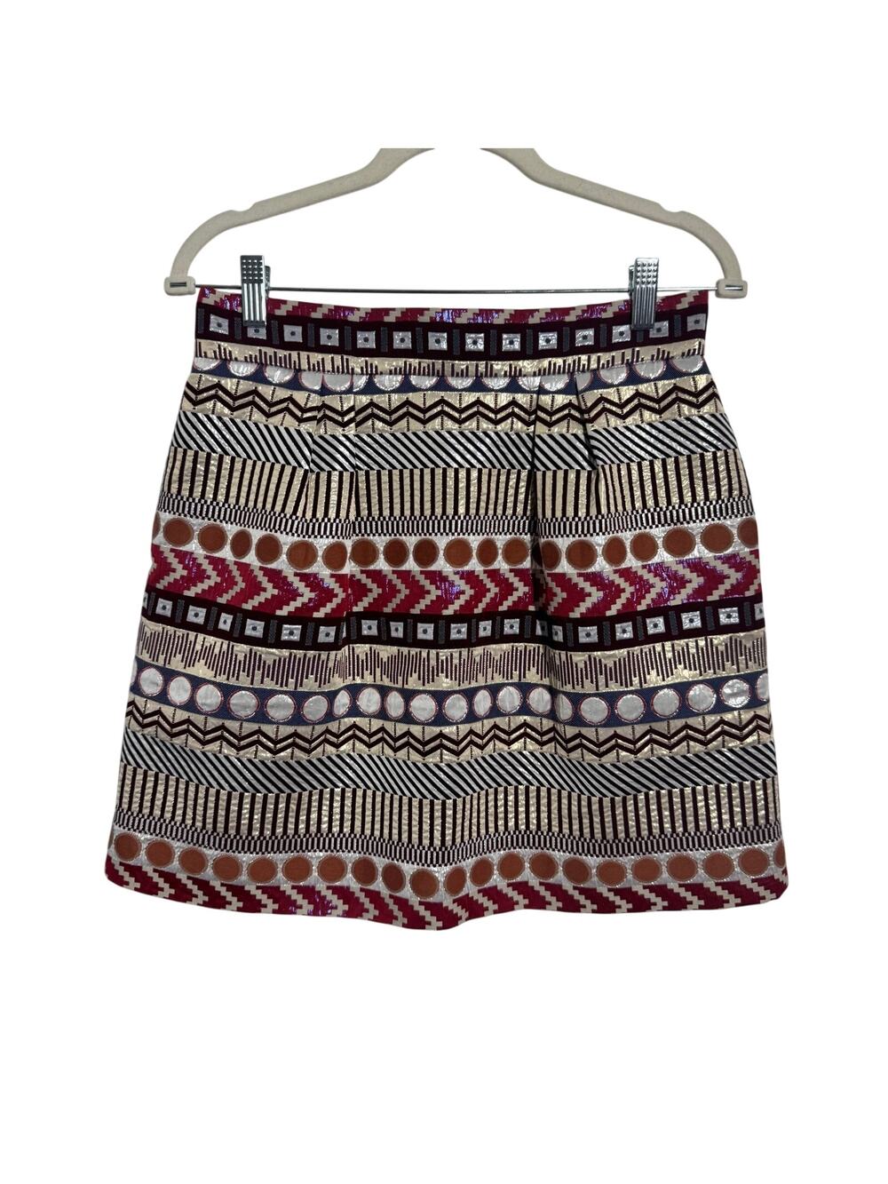 Nomad Morgan Carper Aztec Southwestern Metallic Boho Cowgirl Mini Skirt‎ USA 10
